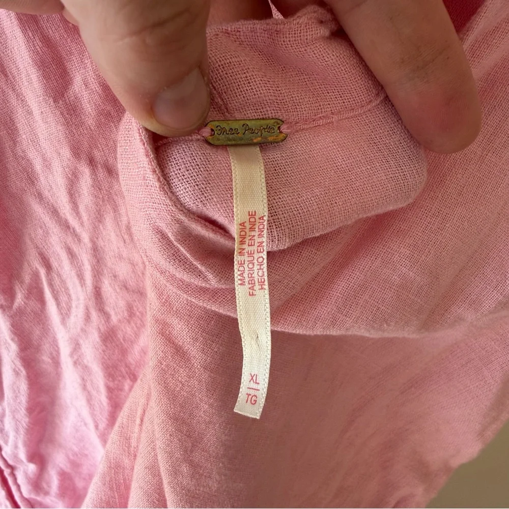 Free People Baby Pink Backless Sleeveless Linen Dress, Size XL - Picture 6 of 7